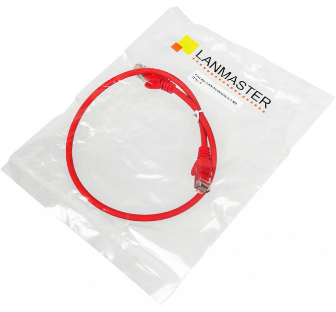 Патч-корд Lanmaster utp LAN-PC45/U5E-0.5-RD вилка RJ-45-вилка RJ-45 кат.5е 0.5м красный LSZH (уп.:1шт)