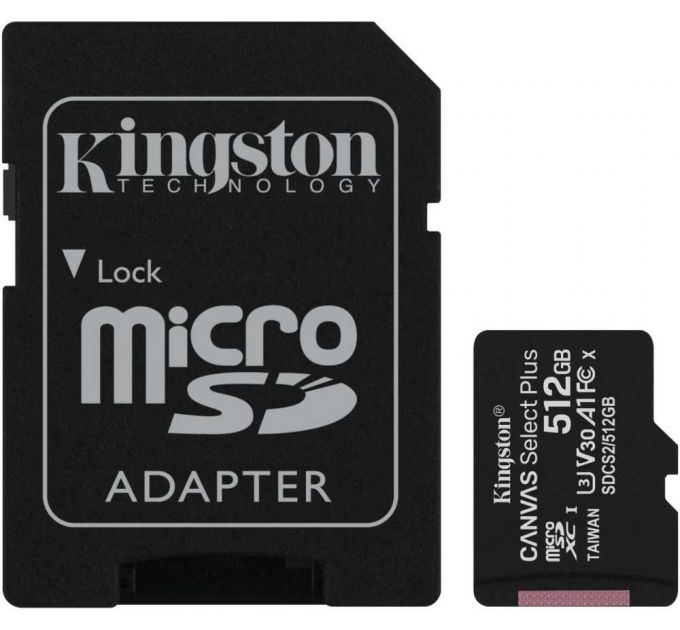 Флеш карта microSDXC 512Gb Kingston SDCS2/512GB Canvas Select Plus + adapter