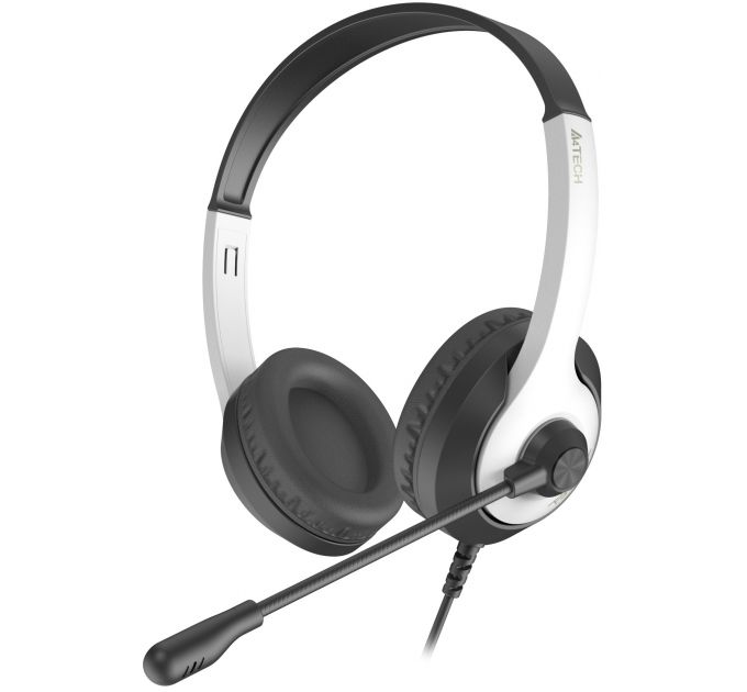 Наушники с микрофоном A4Tech Fstyler FH100U белый/черный 2м накладные USB оголовье (FH100U)