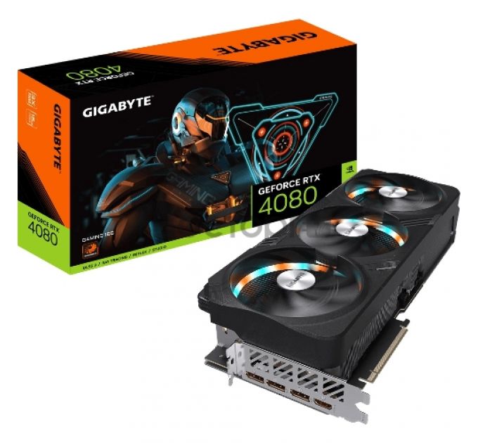 Видеокарта Gigabyte PCI-E 4.0 GV-N4080GAMING-16GD NVIDIA GeForce RTX 4080 16384Mb 256 GDDR6X 2535/22400 HDMIx1 DPx3 HDCP Ret