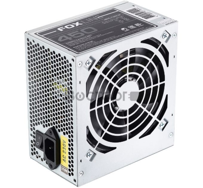 Блок питания ATX Foxline FL450S-80 450W, APFC, 120mm fan, CPU 4+4  pin, MB 24pin, 5xSATA, 2xPATA, FDD, PCI-E 6pin, 80+