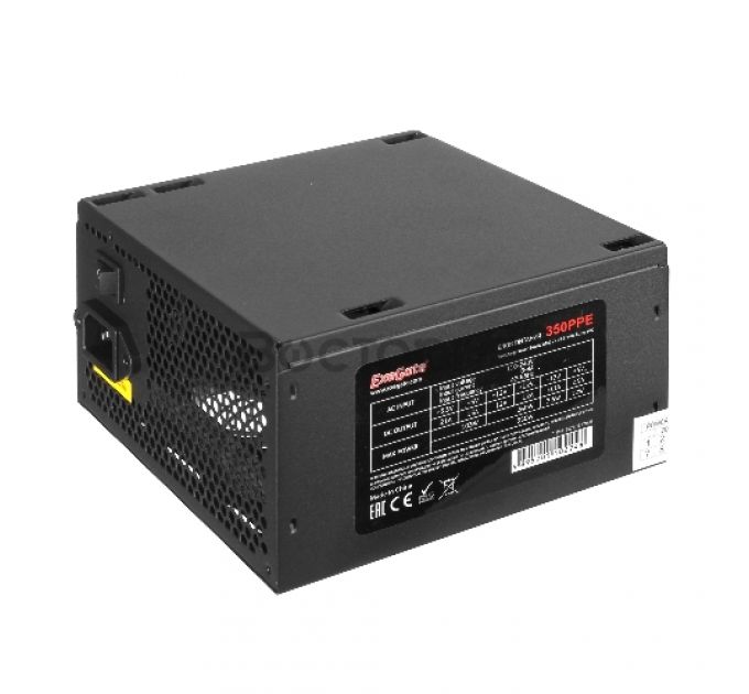 Блок питания 350W ExeGate 350PPE, ATX, PC, black, APFC, 12cm, 24p+4p, PCI-E, 5*SATA, 3*IDE, FDD + кабель 220V в комплекте