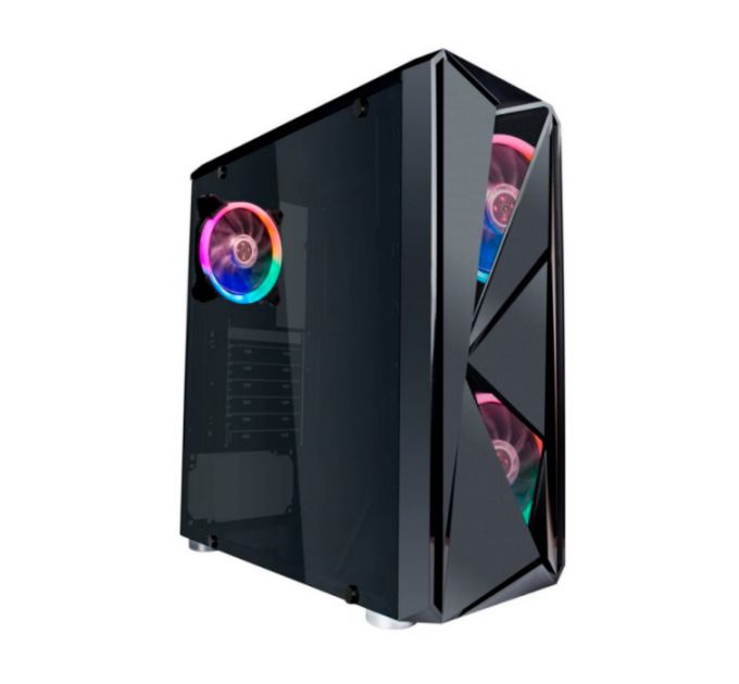 Корпус ATX 1STPLAYER FIREROSE F4 F4-3R1 черный, без БП, окно из закаленного стекла, 2*USB 2.0, USB 3.0, audio