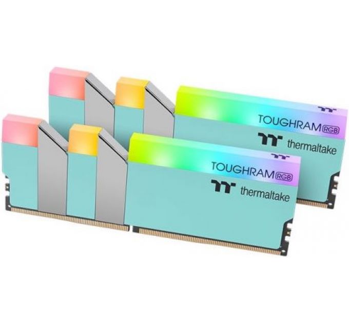 Модуль памяти DDR4 16GB (2*8GB) Thermaltake RG27D408GX2-3600C18A TOUGHRAM RGB turquoise PC4-28800 3600MHz CL18 радиатор 1.35V RTL