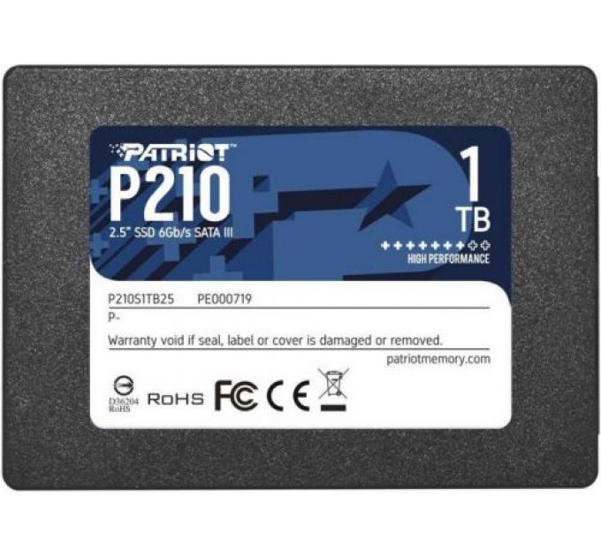 Накопитель SSD 2.5'' Patriot P210S1TB25 1.0TB, SATA3, up to 520/430Mbs, 3D TLC, 7mm