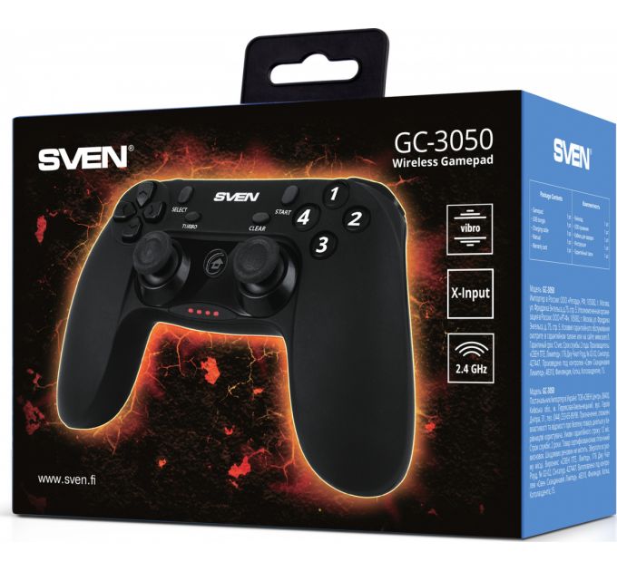 Беспроводной геймпад SVEN GC-3050 (13 кл. 2 мини-джойстика, D-pad, Soft Touch, PC/PS3/Xinput) Sven GC-3050 (SV-016005)