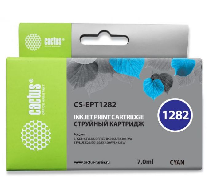 Картридж струйный Cactus CS-EPT1282 голубой (7мл) для Epson Stylus S22/S125/SX420/SX425/Office BX305