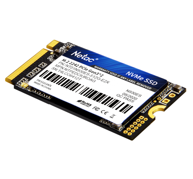 Ssd накопитель Netac SSD N930ES PCIe 3 x2 M.2 2242 NVMe 3D NAND 512GB, R/W up to 1650/1500MB/s, 3y wty (NT01N930ES-512G-E2X)