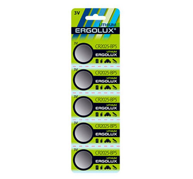 Батарея Ergolux Lithium CR2025-BP5 CR2025 150mAh (5шт) блистер