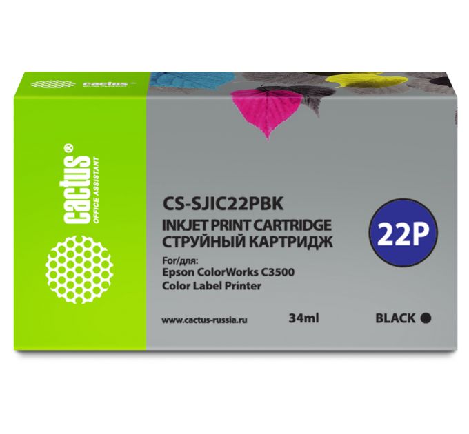 Картридж струйный Cactus CS-SJIC22PBK черный (34мл) для Epson ColorWorks C3500