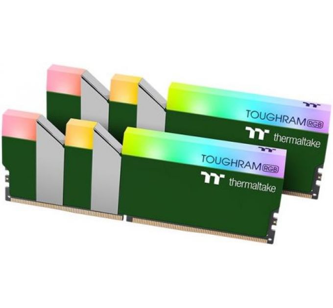 Модуль памяти DDR4 16GB (2*8GB) Thermaltake RG28D408GX2-3600C18A TOUGHRAM RGB green PC4-28800 3600MHz CL18 радиатор 1.35V RTL