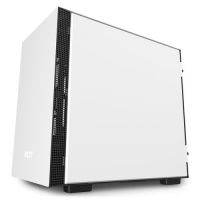 Корпус mini-ITX NZXT H210 white/black, без БП, закаленное стекло, fan 2x120mm, 2xUSB 3.1 (Type-A/Type-С), audio