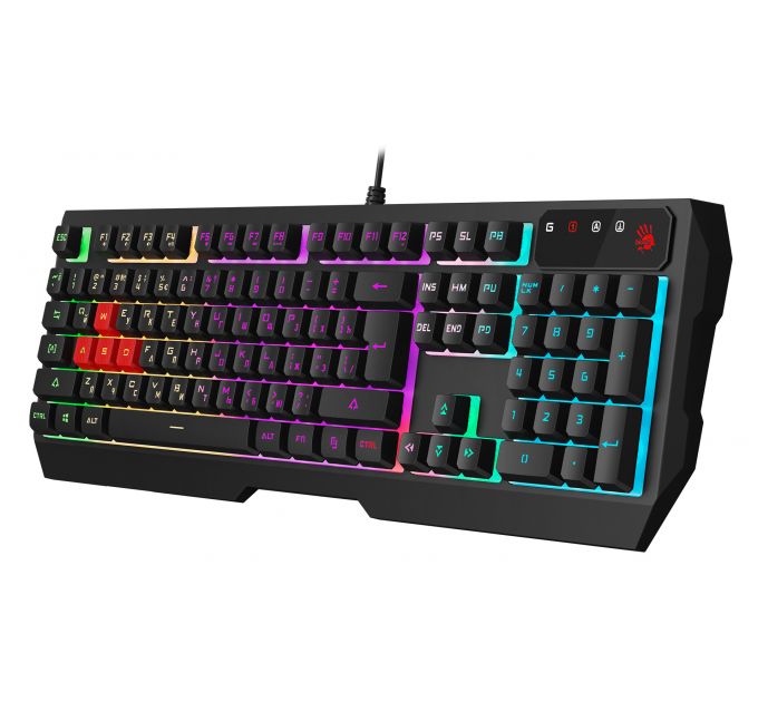 Клавиатура A4Tech Bloody B140N черный USB Multimedia for gamer LED (подставка для запястий) (B140N)