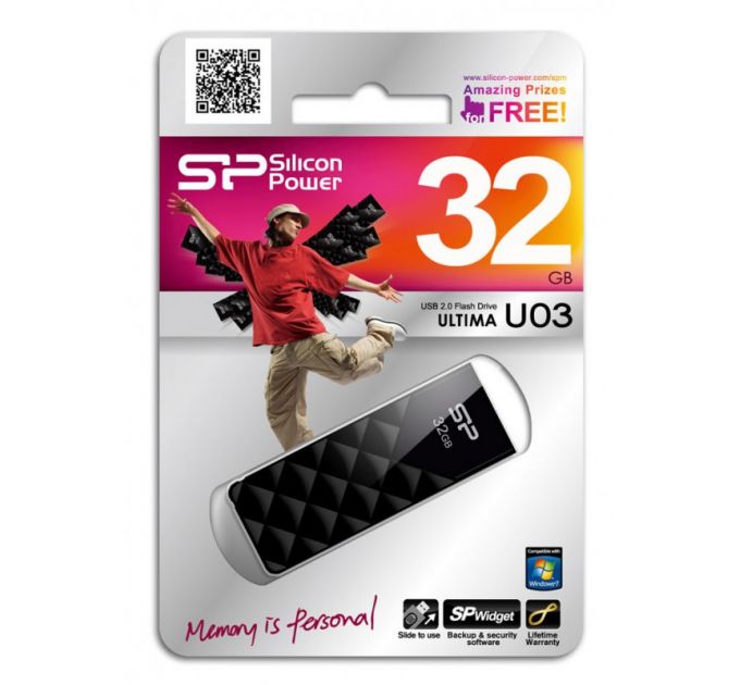 Флеш Диск Silicon Power 32Gb Ultima U03 SP032GBUF2U03V1K USB2.0 черный