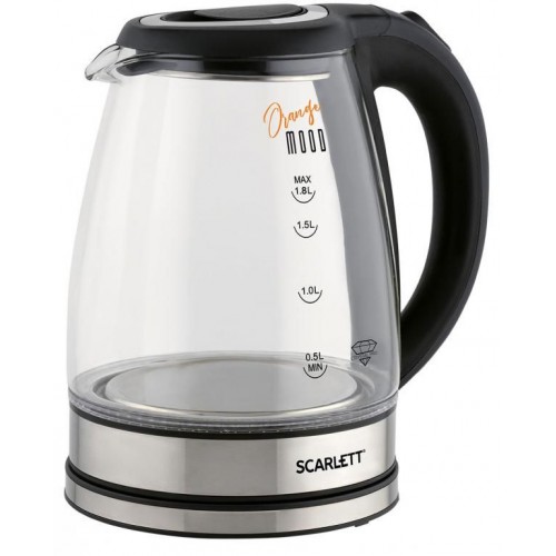 Чайник электрический Scarlett SC-EK27G36 1.8л. 1800Вт черный/серебристый корпус: стекло/пластик