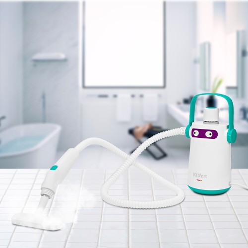 Пароочиститель ручной Kitfort КТ-9109-3 1000Вт белый/бирюзовый