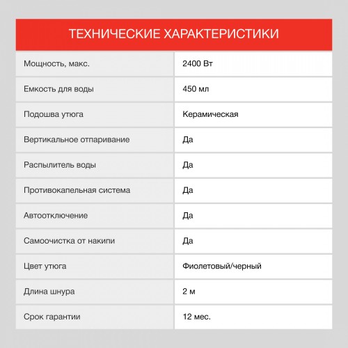 Утюг Starwind SIR7927 2400Вт фиолетовый/черный
