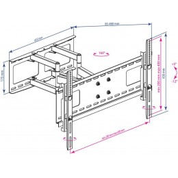 Кронштейн для телевизора Kromax ATLANTIS-80 черный 32"-75" макс.50кг настенный поворотно-выдвижной и наклонный