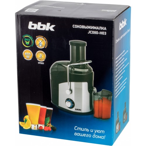 Соковыжималка центробежная BBK JC080-H03 800Вт рез.сок.:750мл. черный/серебристый