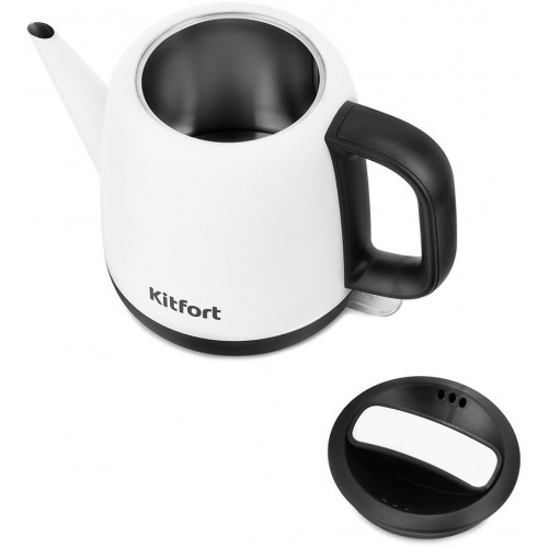 Чайник электрический Kitfort KT-6112 1л. 1630Вт белый/черный корпус: металл/пластик (КТ-6112)