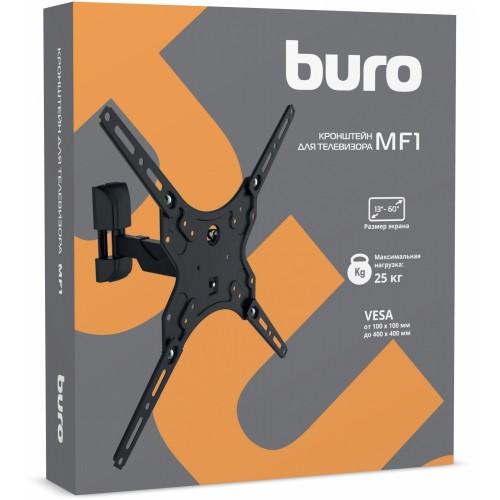 Кронштейн для телевизора Buro MF1 черный 13"-60" макс.25кг настенный поворот и наклон
