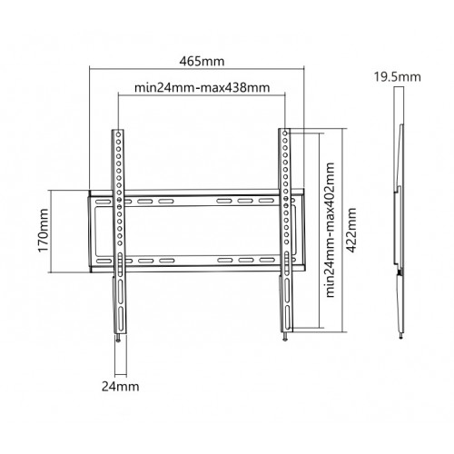 Кронштейн для телевизора Ultramounts UM812F черный 32"-55" макс.35кг настенный фиксированный