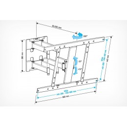 Кронштейн для телевизора Holder LCD-SU6602-B черный 26"-60" макс.45кг настенный поворот