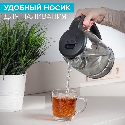 Чайник электрический Scarlett SC-EK27G10 1.7л. 1800Вт черный/серебристый корпус: стекло/пластик