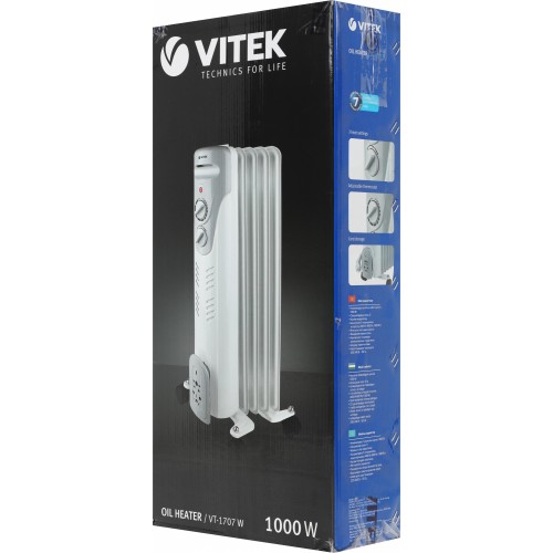 Радиатор масляный Vitek VT-1707 1000Вт белый