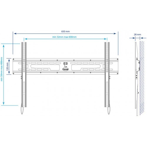 Кронштейн для телевизора Kromax FLAT-1 черный 32"-90" макс.65кг настенный фиксированный