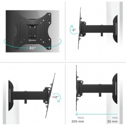 Кронштейн для телевизора Onkron M2S черный 17"-43" макс.35кг настенный поворот и наклон