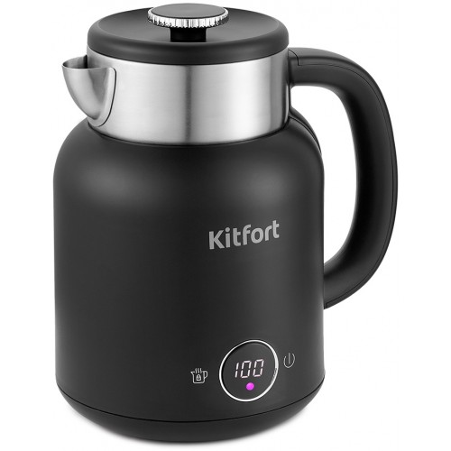 Чайник электрический Kitfort КТ-6196-1 1.5л. 2200Вт черный/серебристый корпус: пластик/металл