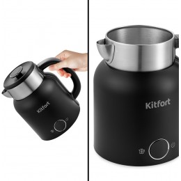 Чайник электрический Kitfort КТ-6196-1 1.5л. 2200Вт черный/серебристый корпус: пластик/металл