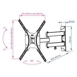 Кронштейн для телевизора Kromax DIX-24 черный 15"-55" макс.35кг настенный поворотно-выдвижной и наклонный