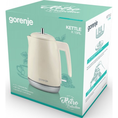 Чайник электрический Gorenje K15RL 1.7л. 2200Вт бежевый корпус: металл/пластик