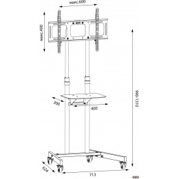 Стойка для телевизора Cactus CS-ST04H черный 37"-70" макс.45кг напольный мобильный