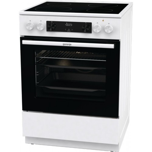 Плита Электрическая Gorenje GEC6C40WD белый стеклокерамика (без крышки)