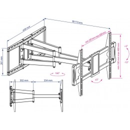 Кронштейн для телевизора Kromax ATLANTIS-70 черный 32"-75" макс.101кг настенный поворотно-выдвижной и наклонный