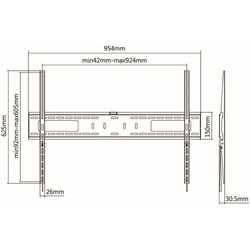 Кронштейн для телевизора Ultramounts UM815F черный 60"-100" макс.75кг настенный фиксированный