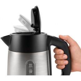 Чайник электрический Bosch TWK4P 1.7л. 2400Вт нержавеющая сталь/черный корпус: металл/пластик (TWK4P440)