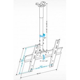 Кронштейн для телевизора Holder PR-101-W белый 32"-65" макс.60кг потолочный фиксированный