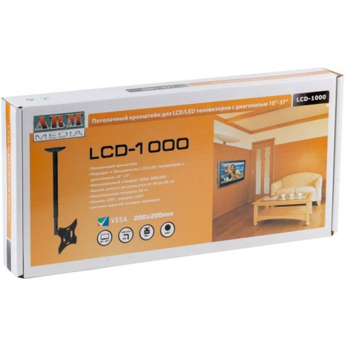 Кронштейн для телевизора Arm Media LCD-1000 черный 10"-37" макс.30кг потолочный поворот и наклон
