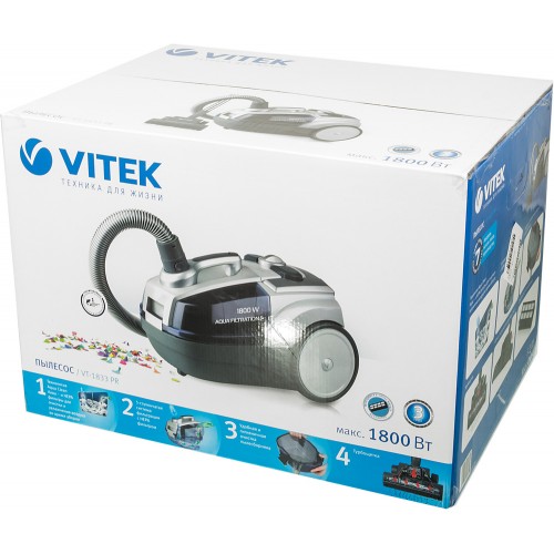 Пылесос Vitek VT-1833 PR 1800Вт жемчужный/синий