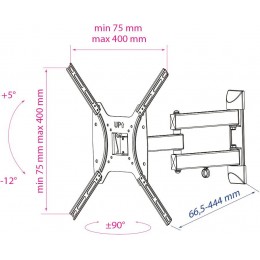 Кронштейн для телевизора Kromax OPTIMA-404 черный 15"-55" макс.35кг настенный поворотно-выдвижной и наклонный