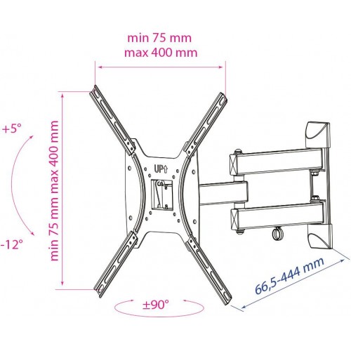 Кронштейн для телевизора Kromax OPTIMA-404 черный 15"-55" макс.35кг настенный поворотно-выдвижной и наклонный