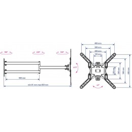 Кронштейн для телевизора Kromax DIX-25 черный 24"-55" макс.20кг настенный поворотно-выдвижной и наклонный