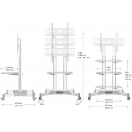 Стойка для телевизора Onkron TS1351 белый 32"-65" макс.50кг напольный мобильный
