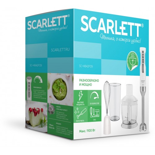 Блендер погружной Scarlett SC-HB42F09 1100Вт белый