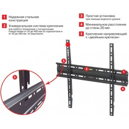 Кронштейн для телевизора Arm Media PLASMA-3 new черный 22"-65" макс.55кг настенный фиксированный