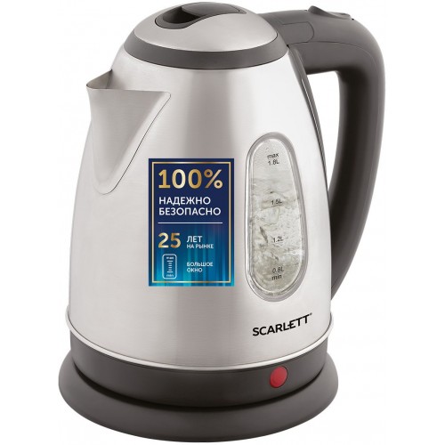 Чайник электрический Scarlett SC-EK21S88 1.8л. 2200Вт черный/серебристый корпус: металл